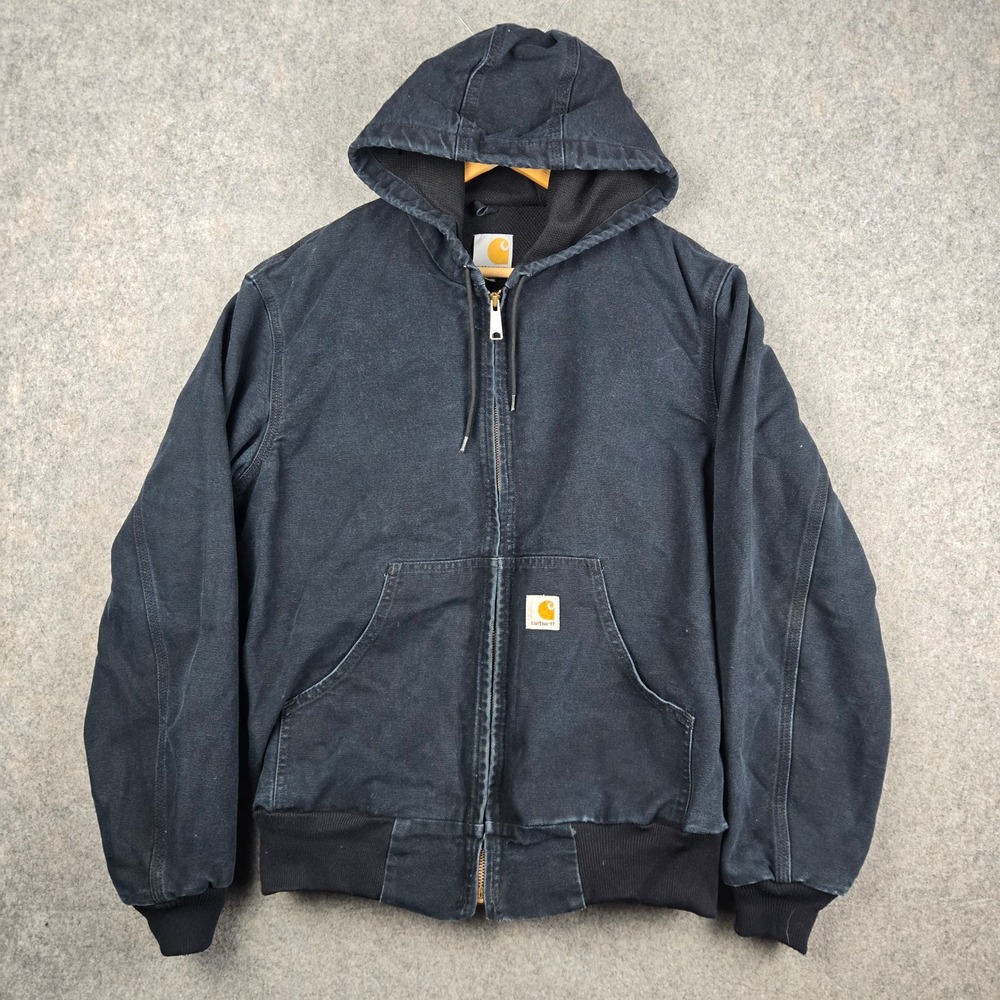 Carhartt J131 BLK Jacket Mens Small Black Thermal Lined Duck Canvas USA Made